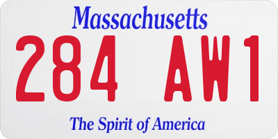 MA license plate 284AW1