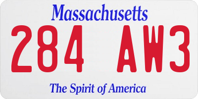 MA license plate 284AW3
