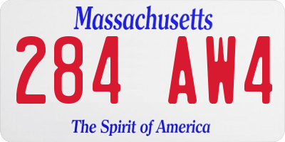 MA license plate 284AW4