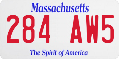 MA license plate 284AW5
