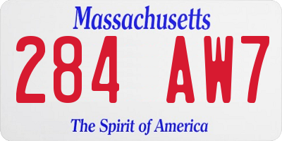 MA license plate 284AW7