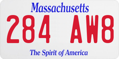 MA license plate 284AW8