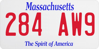 MA license plate 284AW9