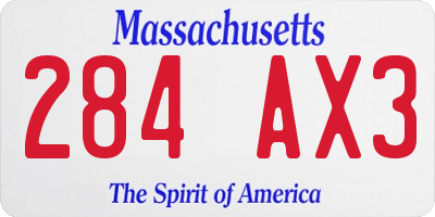 MA license plate 284AX3