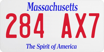 MA license plate 284AX7