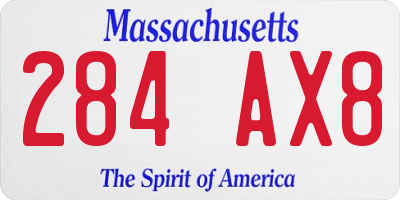 MA license plate 284AX8