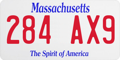 MA license plate 284AX9