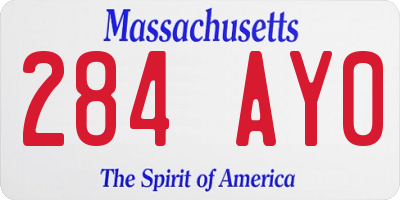 MA license plate 284AY0