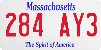 MA license plate 284AY3