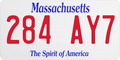 MA license plate 284AY7