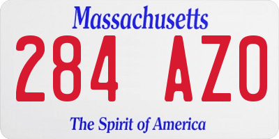 MA license plate 284AZ0