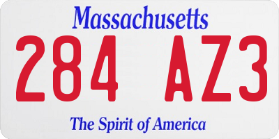 MA license plate 284AZ3