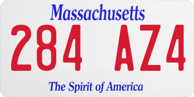 MA license plate 284AZ4