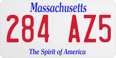 MA license plate 284AZ5
