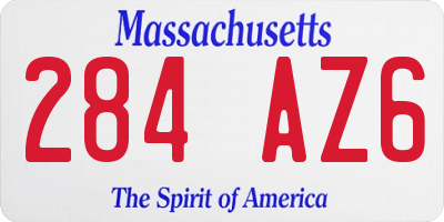 MA license plate 284AZ6