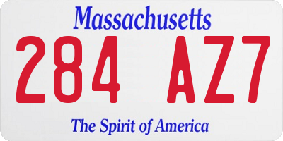 MA license plate 284AZ7