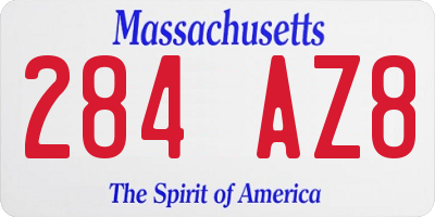 MA license plate 284AZ8