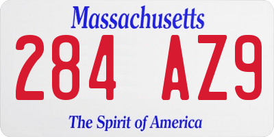 MA license plate 284AZ9