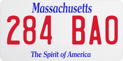 MA license plate 284BA0