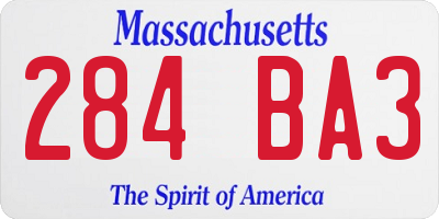 MA license plate 284BA3