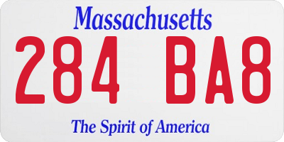 MA license plate 284BA8
