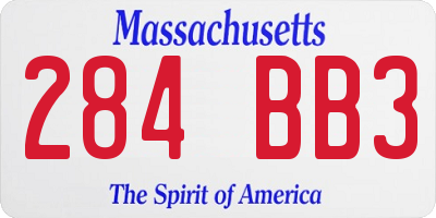 MA license plate 284BB3