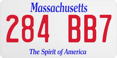 MA license plate 284BB7