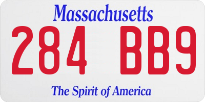 MA license plate 284BB9