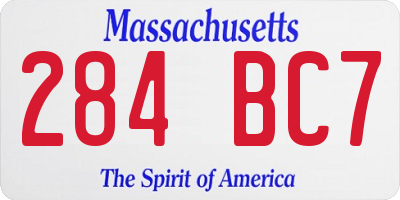 MA license plate 284BC7