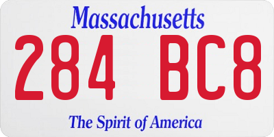 MA license plate 284BC8