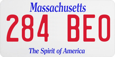 MA license plate 284BE0