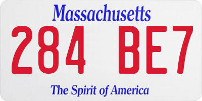 MA license plate 284BE7