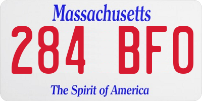 MA license plate 284BF0