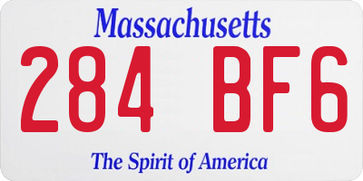 MA license plate 284BF6