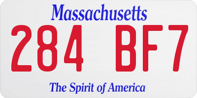 MA license plate 284BF7
