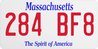 MA license plate 284BF8