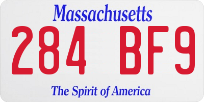MA license plate 284BF9