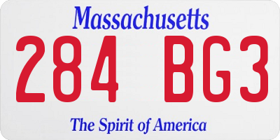 MA license plate 284BG3