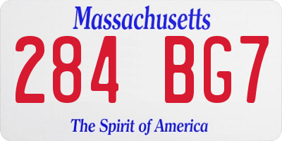 MA license plate 284BG7