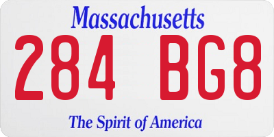 MA license plate 284BG8