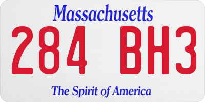 MA license plate 284BH3