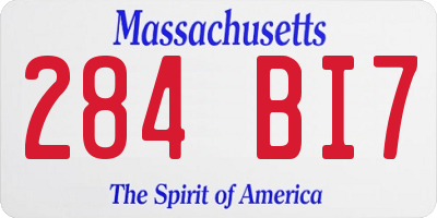 MA license plate 284BI7