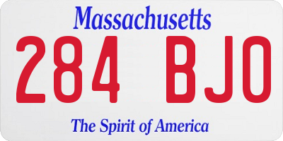 MA license plate 284BJ0
