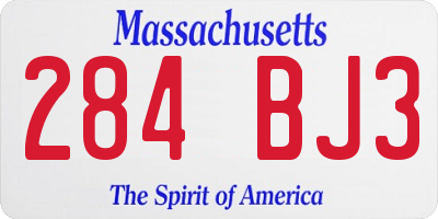 MA license plate 284BJ3