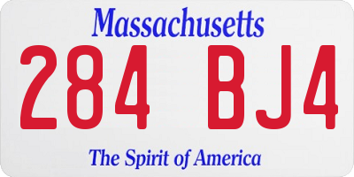 MA license plate 284BJ4