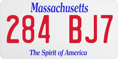 MA license plate 284BJ7
