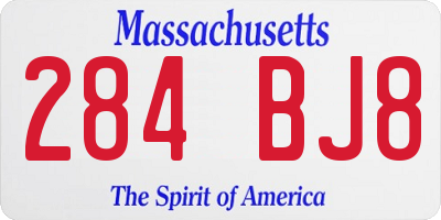 MA license plate 284BJ8