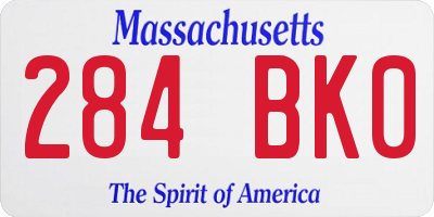 MA license plate 284BK0
