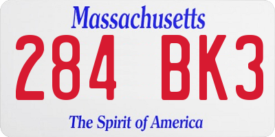 MA license plate 284BK3