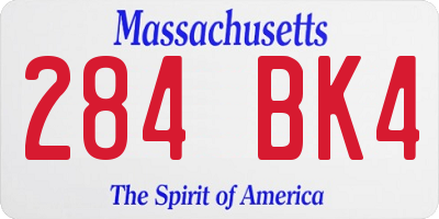 MA license plate 284BK4